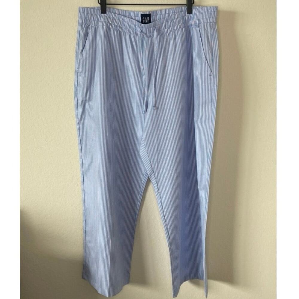 New Gap Poplin Pajama Pants 100% Cotton Blue Pink Stripe - Size XL